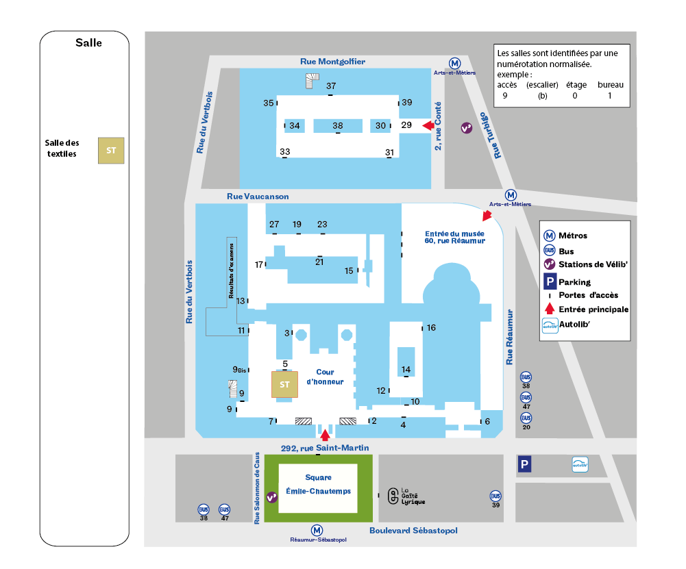 Paris 3e salle des textiles plan